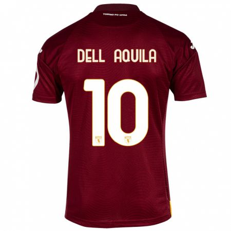 Kandiny Enfant Maillot Francesco Dell'aquila #10 Rouge Foncé Tenues Domicile 2023/24 T-Shirt