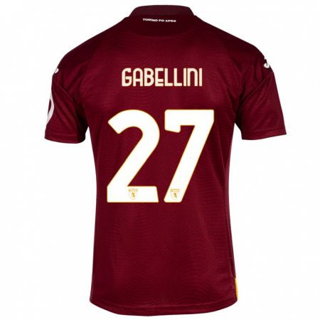 Kandiny Enfant Maillot Tommaso Gabellini #27 Rouge Foncé Tenues Domicile 2023/24 T-Shirt