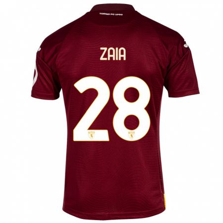 Kandiny Enfant Maillot Edoardo Zaia #28 Rouge Foncé Tenues Domicile 2023/24 T-Shirt