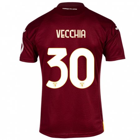 Kandiny Enfant Maillot Marco Dalla Vecchia #30 Rouge Foncé Tenues Domicile 2023/24 T-Shirt