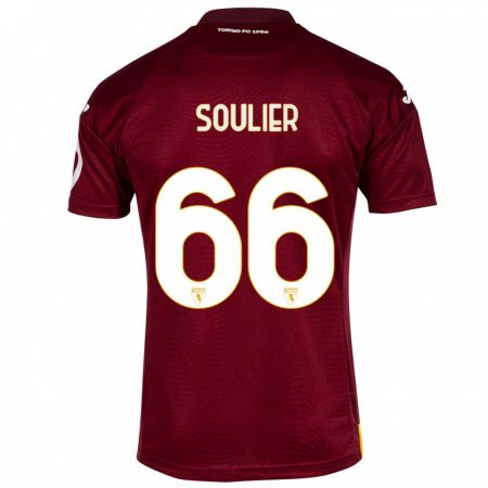 Kandiny Enfant Maillot Evan Soulier #66 Rouge Foncé Tenues Domicile 2023/24 T-Shirt