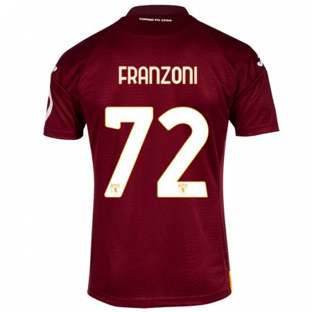 Kandiny Enfant Maillot Nicolò Franzoni #72 Rouge Foncé Tenues Domicile 2023/24 T-Shirt