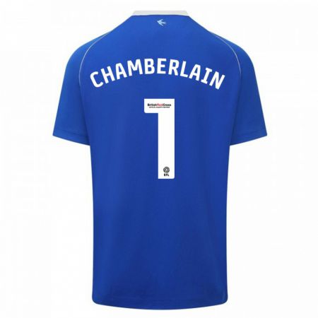 Kandiny Enfant Maillot Ceryn Chamberlain #1 Bleu Tenues Domicile 2023/24 T-Shirt