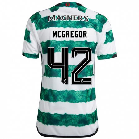 Kandiny Enfant Maillot Callum Mcgregor #42 Vert Tenues Domicile 2023/24 T-Shirt