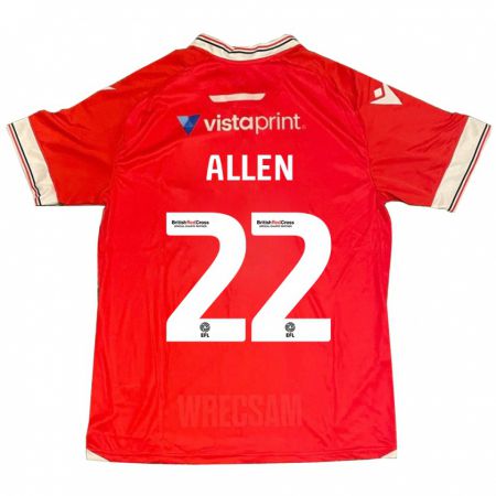 Kandiny Enfant Maillot Keren Allen #22 Rouge Tenues Domicile 2023/24 T-Shirt