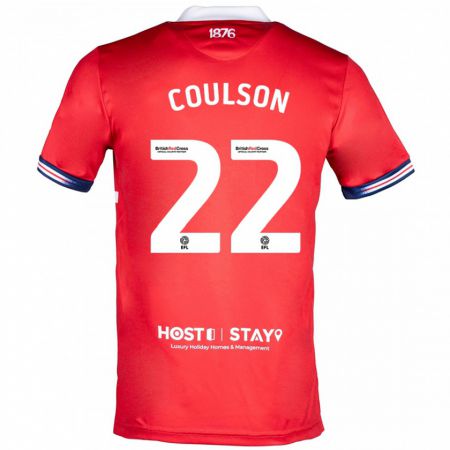 Kandiny Enfant Maillot Hayden Coulson #22 Rouge Tenues Domicile 2023/24 T-Shirt