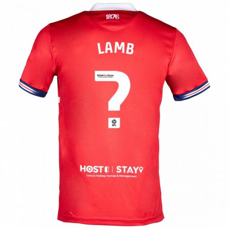 Kandiny Enfant Maillot Oliver Lamb #0 Rouge Tenues Domicile 2023/24 T-Shirt