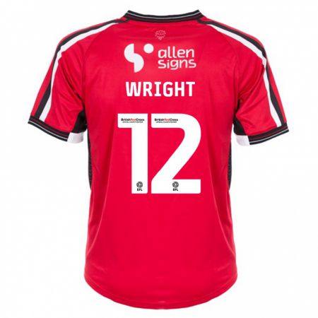 Kandiny Enfant Maillot Jordan Wright #12 Rouge Tenues Domicile 2023/24 T-Shirt