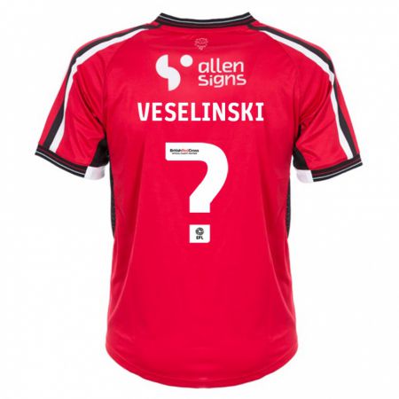 Kandiny Enfant Maillot Aleksandar Veselinski #0 Rouge Tenues Domicile 2023/24 T-Shirt