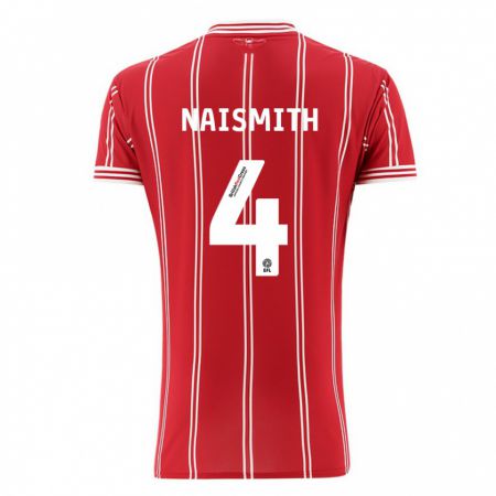 Kandiny Enfant Maillot Kal Naismith #4 Rouge Tenues Domicile 2023/24 T-Shirt