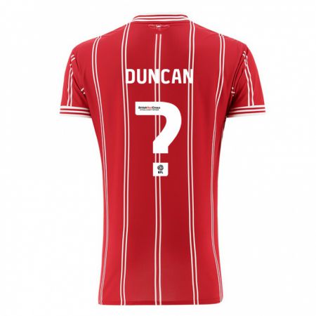 Kandiny Enfant Maillot Joe Duncan #0 Rouge Tenues Domicile 2023/24 T-Shirt