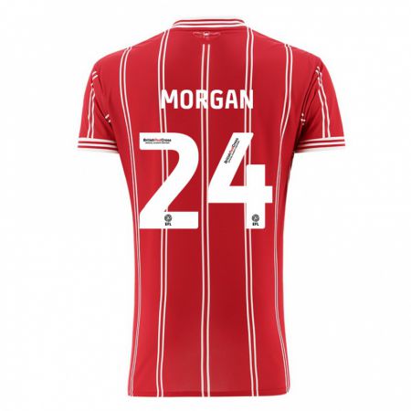 Kandiny Enfant Maillot Ffion Morgan #24 Rouge Tenues Domicile 2023/24 T-Shirt