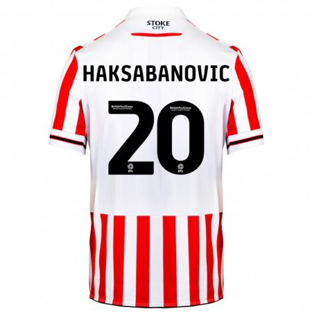 Kandiny Enfant Maillot Sead Hakšabanović #20 Rouge Blanc Tenues Domicile 2023/24 T-Shirt