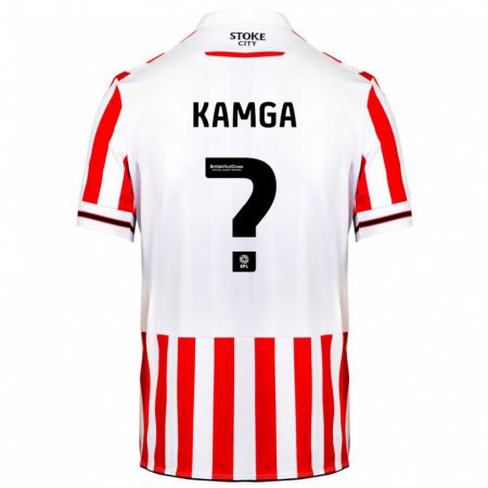 Kandiny Enfant Maillot Ian Kamga #0 Rouge Blanc Tenues Domicile 2023/24 T-Shirt