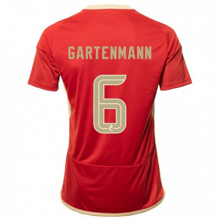 Kandiny Enfant Maillot Stefan Gartenmann #6 Rouge Tenues Domicile 2023/24 T-Shirt