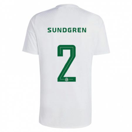 Kandiny Enfant Maillot Daniel Sundgren #2 Vert Bleu Tenues Extérieur 2023/24 T-Shirt