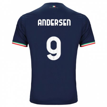 Kandiny Enfant Maillot Signe Holt Andersen #9 Marin Tenues Extérieur 2023/24 T-Shirt