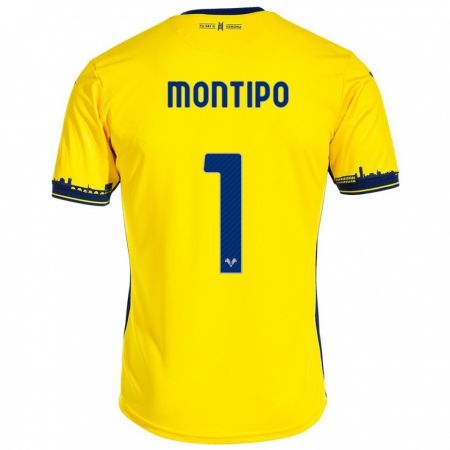 Kandiny Enfant Maillot Lorenzo Montipò #1 Jaune Tenues Extérieur 2023/24 T-Shirt