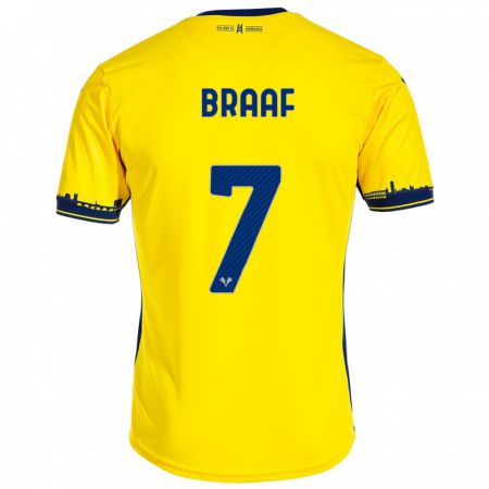 Kandiny Enfant Maillot Jayden Braaf #7 Jaune Tenues Extérieur 2023/24 T-Shirt