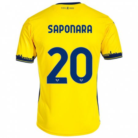 Kandiny Enfant Maillot Riccardo Saponara #20 Jaune Tenues Extérieur 2023/24 T-Shirt