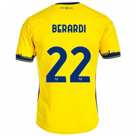 Kandiny Enfant Maillot Alessandro Berardi #22 Jaune Tenues Extérieur 2023/24 T-Shirt