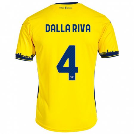 Kandiny Enfant Maillot Stefano Dalla Riva #4 Jaune Tenues Extérieur 2023/24 T-Shirt