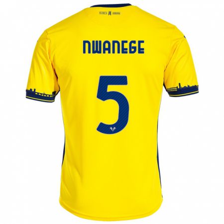 Kandiny Enfant Maillot Karlson Nwanege #5 Jaune Tenues Extérieur 2023/24 T-Shirt