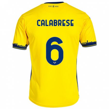 Kandiny Enfant Maillot Nicolò Calabrese #6 Jaune Tenues Extérieur 2023/24 T-Shirt