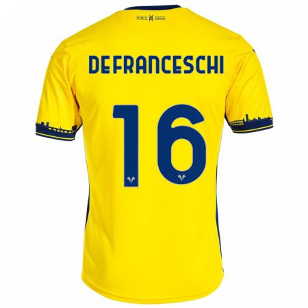 Kandiny Enfant Maillot Edoardo De Franceschi #16 Jaune Tenues Extérieur 2023/24 T-Shirt