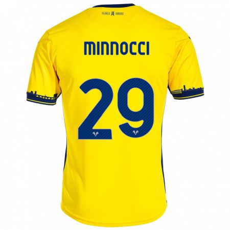 Kandiny Enfant Maillot Valerio Minnocci #29 Jaune Tenues Extérieur 2023/24 T-Shirt