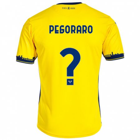 Kandiny Enfant Maillot Leonardo Pegoraro #0 Jaune Tenues Extérieur 2023/24 T-Shirt