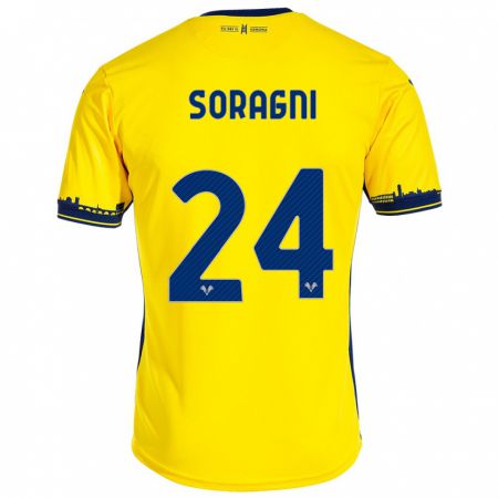 Kandiny Enfant Maillot Alberto Soragni #24 Jaune Tenues Extérieur 2023/24 T-Shirt