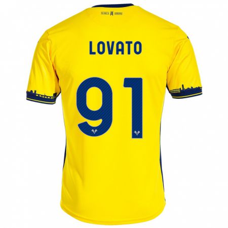 Kandiny Enfant Maillot Enrico Lovato #91 Jaune Tenues Extérieur 2023/24 T-Shirt