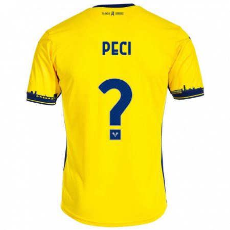 Kandiny Enfant Maillot Jurgen Peci #0 Jaune Tenues Extérieur 2023/24 T-Shirt