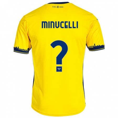 Kandiny Enfant Maillot Enrico Minucelli #0 Jaune Tenues Extérieur 2023/24 T-Shirt