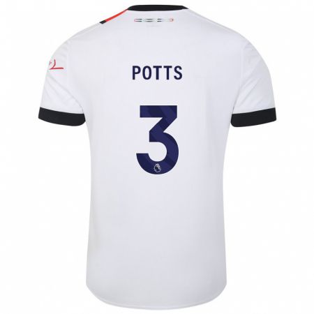 Kandiny Enfant Maillot Dan Potts #3 Blanc Tenues Extérieur 2023/24 T-Shirt