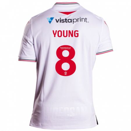 Kandiny Enfant Maillot Luke Young #8 Blanc Tenues Extérieur 2023/24 T-Shirt