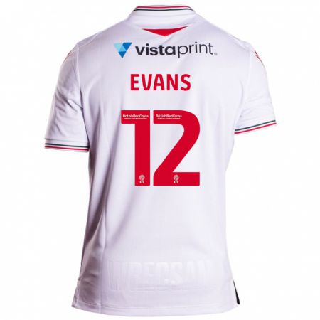 Kandiny Enfant Maillot George Evans #12 Blanc Tenues Extérieur 2023/24 T-Shirt