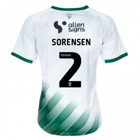 Kandiny Enfant Maillot Lasse Sörensen #2 Blanc Tenues Extérieur 2023/24 T-Shirt