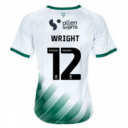 Kandiny Enfant Maillot Jordan Wright #12 Blanc Tenues Extérieur 2023/24 T-Shirt