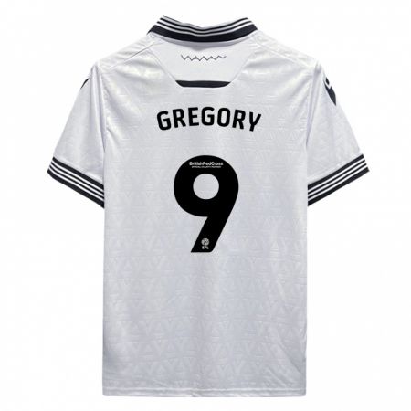 Kandiny Enfant Maillot Lee Gregory #9 Blanc Tenues Extérieur 2023/24 T-Shirt