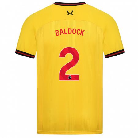 Kandiny Enfant Maillot George Baldock #2 Jaune Tenues Extérieur 2023/24 T-Shirt