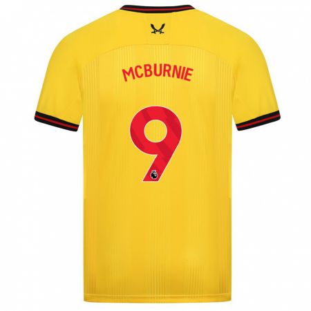 Kandiny Enfant Maillot Oli Mcburnie #9 Jaune Tenues Extérieur 2023/24 T-Shirt