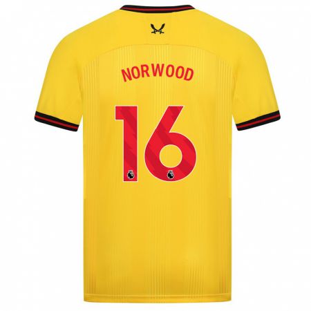 Kandiny Enfant Maillot Oliver Norwood #16 Jaune Tenues Extérieur 2023/24 T-Shirt