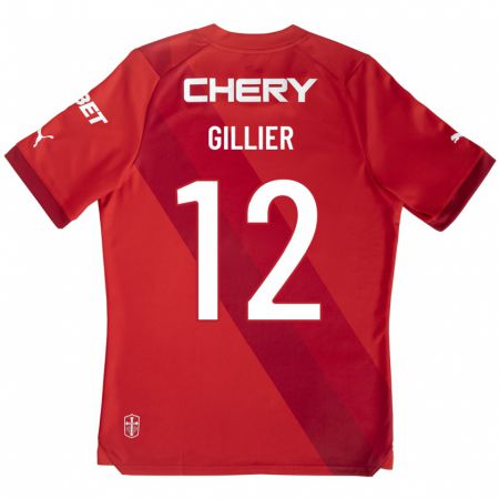 Kandiny Enfant Maillot Thomas Gillier #12 Rouge Tenues Extérieur 2023/24 T-Shirt
