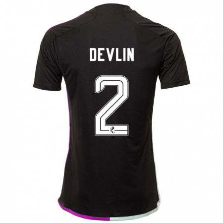 Kandiny Enfant Maillot Nicky Devlin #2 Noir Tenues Extérieur 2023/24 T-Shirt