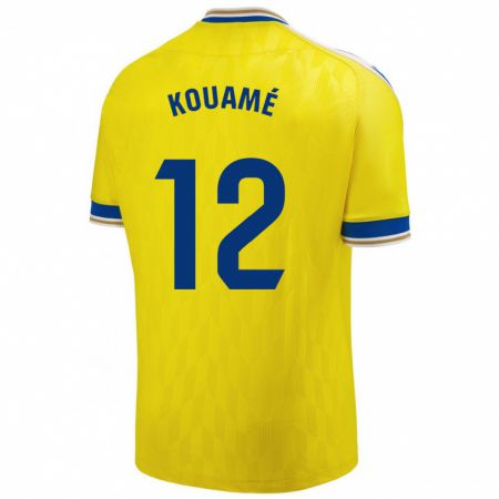 Kandiny Homme Maillot Rominigue Kouamé #12 Jaune Tenues Domicile 2023/24 T-Shirt