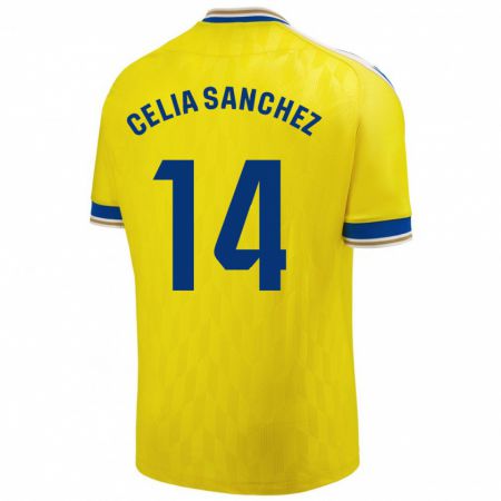 Kandiny Homme Maillot Celia Sánchez García #14 Jaune Tenues Domicile 2023/24 T-Shirt