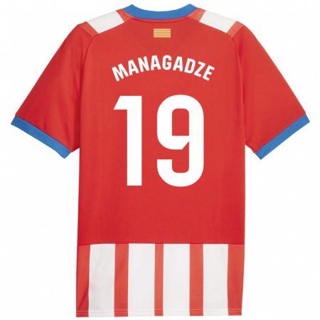 Kandiny Homme Maillot Luka Managadze #19 Rouge Blanc Tenues Domicile 2023/24 T-Shirt