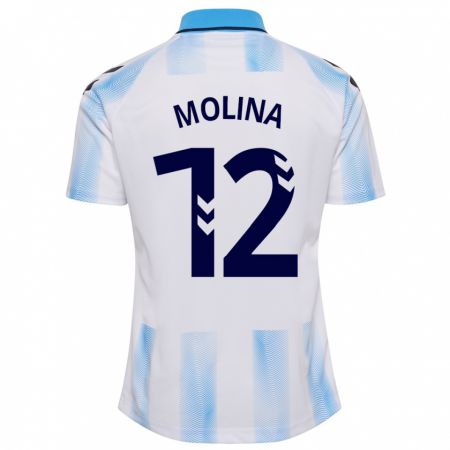 Kandiny Homme Maillot Manu Molina #12 Blanc Bleu Tenues Domicile 2023/24 T-Shirt